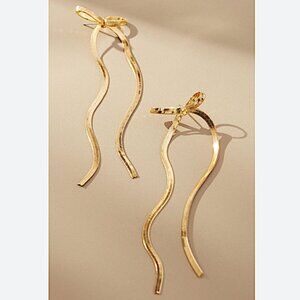 New ~ Anthropologie Gold Chain Bow Earrings